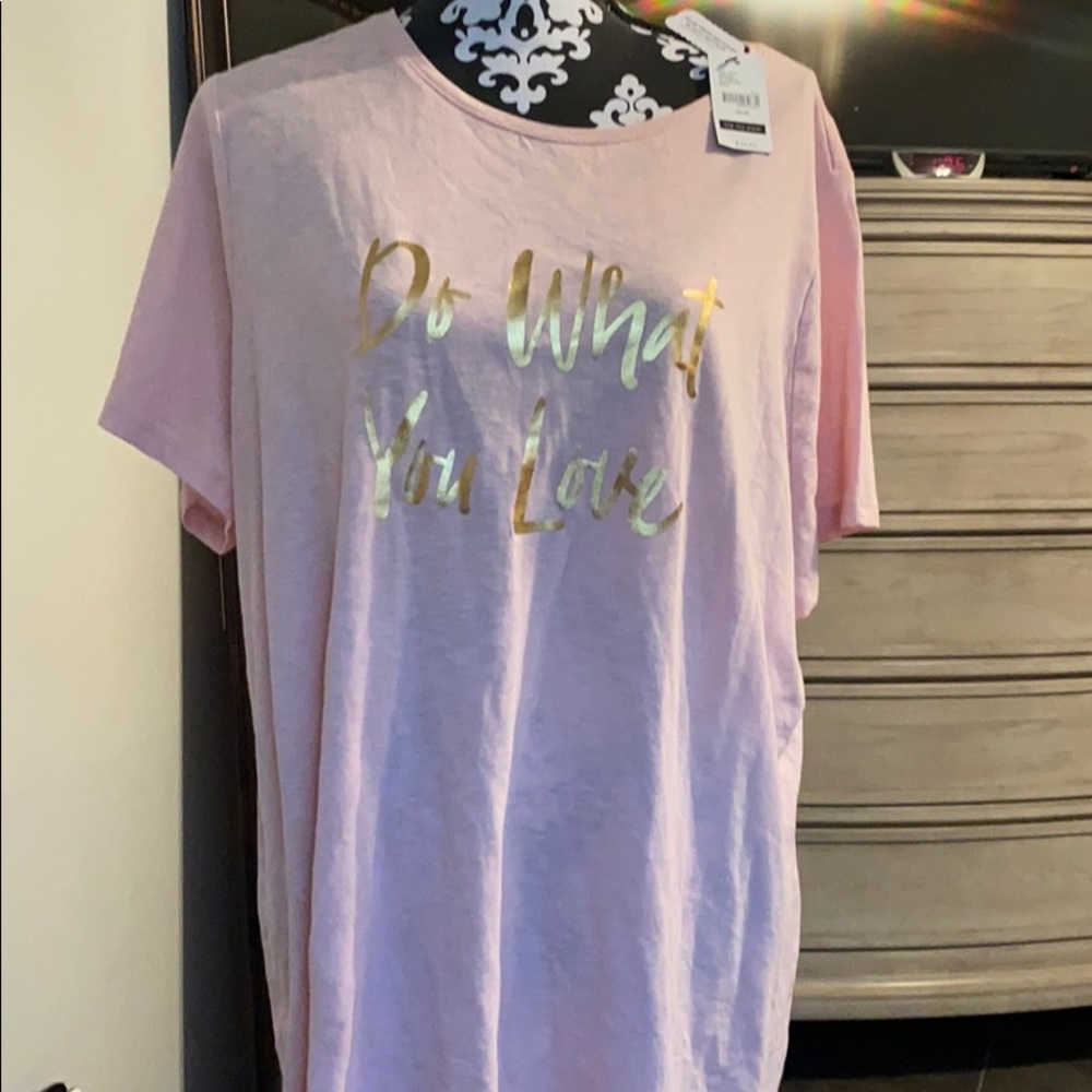 NWT plus Lane Bryant pink and rose gold tee